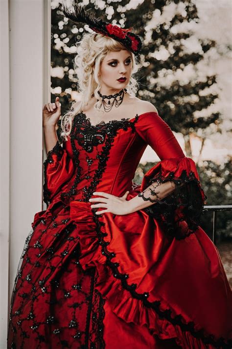 Victorian Dress Costume Womens Dark Red Victorian Era Clothing Half
