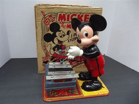 Vintage 1950s Marx Mickey The Musician Wind Up Plays The Xylophone