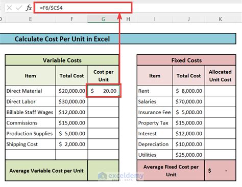 How To Calculate Cost Per Unit In Excel With Easy Steps Exceldemy