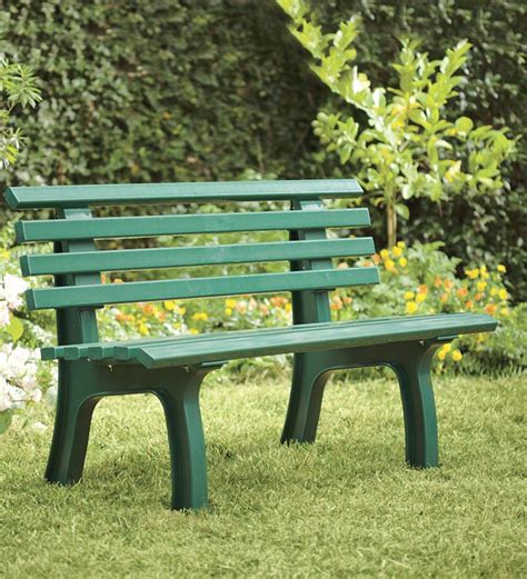 Small 2 Seater Weatherproof Pvc Garden Bench Green Plowhearth