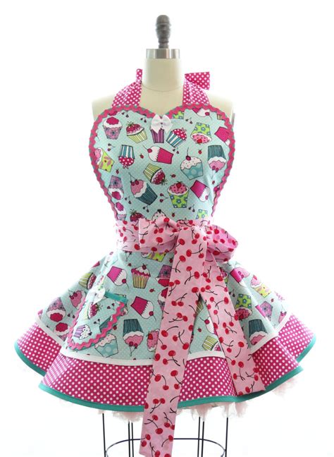 Retro Apron Cherry Cupcake Sexy Womans Aprons Vintage Apron Style My