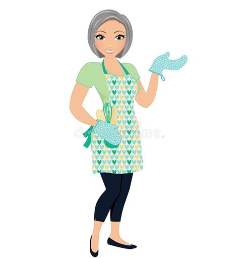 baker woman wearing oven mitts stock illustration illustration of baker simple 217499376