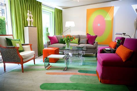 Colorful Living Room Design With Tetrad Color Scheme