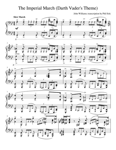 Not available on any official book. Star Wars Imperial March Piano Transcription sheet music for Piano download free in PDF or MIDI