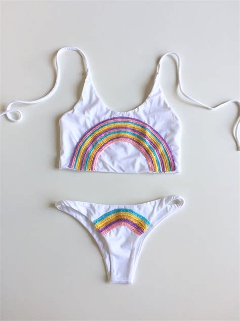 Rainbow Bright 🌈 High Neck Bikinis Nice Bikinis Bikinis