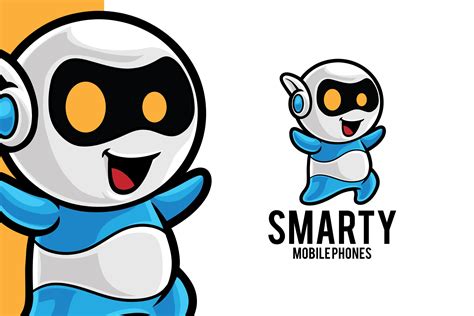 Smartphone Robot Mascot Logo Template By Stringlabs Thehungryjpeg