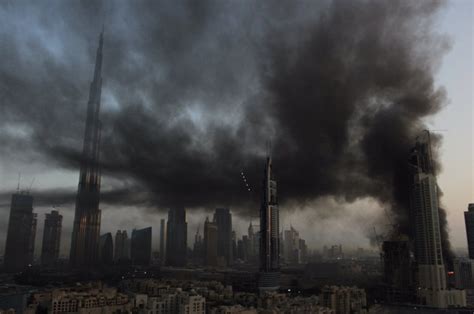 Dramatic Fire Breaks Out Near Burj Khalifa The Worlds Tallest Building