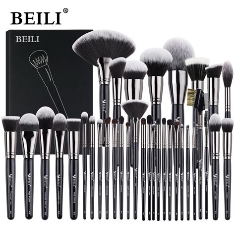 Beili Black 35 Pcs Makeup Brushes Kit Powder Blush Foundation Blending