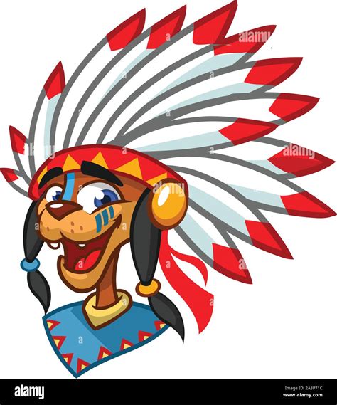 Cartoon Character Indio Nativo Americano Ilustración Clipart Imagen