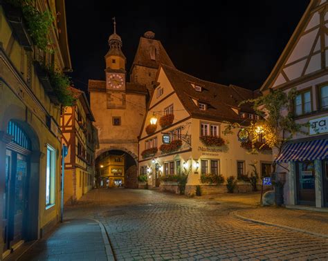 Wallpaper : town, Germany, night, street, Rothenburg ob der Tauber, old