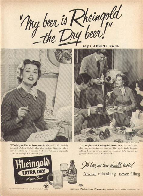 arlene dahl for rheingold beer ad 1954
