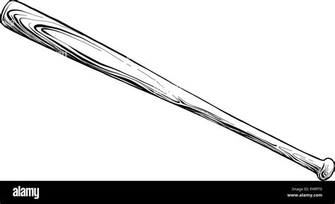 Hand Drawn Sketch Of Baseball Bat In Black Isolated On White Background