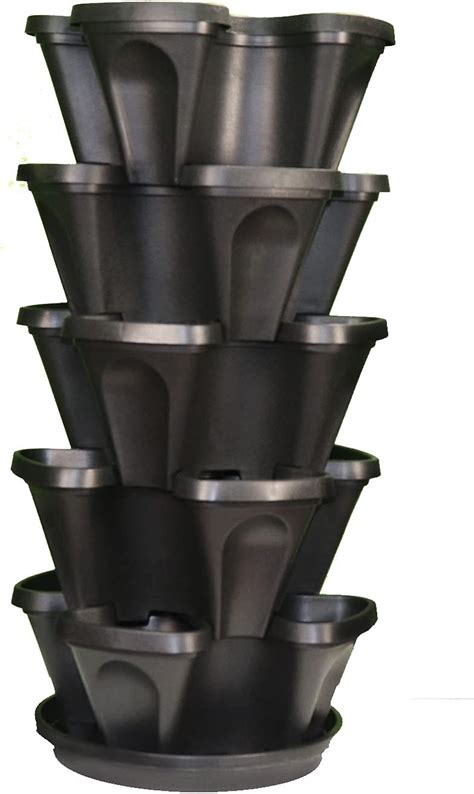 Mr Stacky Bk 1305 Large 5 Tier Vertical Garden Tower 5 Black