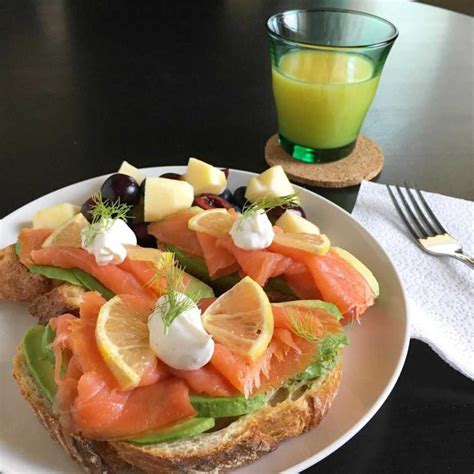 Avocado And Smoked Salmon Open Sandwich With Crème Fraîche