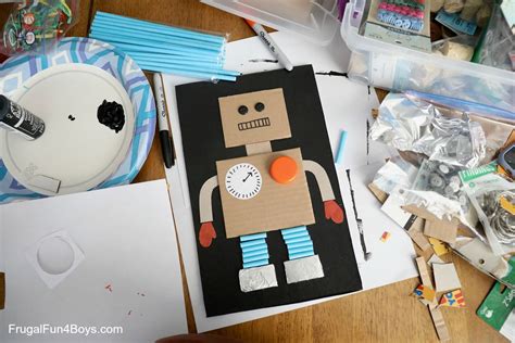 Cardboard Robot Collage Frugal Fun For Boys And Girls Cardboard