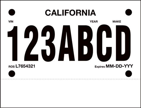 Printable Temporary License Plate Template California Shoppingnolf