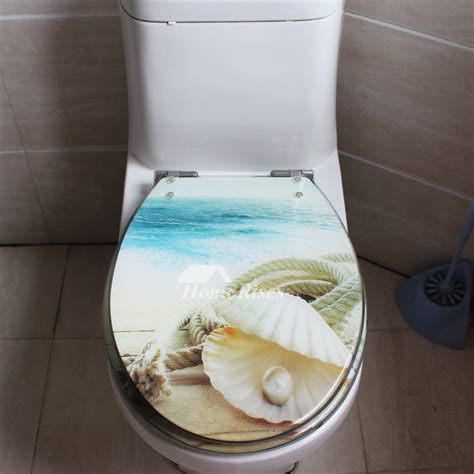 3d Beach Seashell Decorative Toilet Seat Resin Oval Slow Close Natural