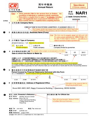 Let us go through hong kong company registry online in 11 simple steps. Fillable Online cr gov Form NAR1 Annual Return (Specimen ...