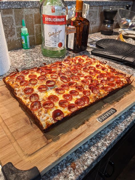[homemade] Pepperoni Pizza Detroit Style R Food