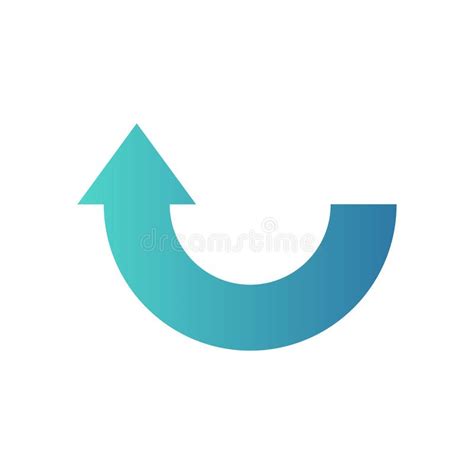 Half Circle Blue Arrow Icon Or Symbol Or Button Stock Vector