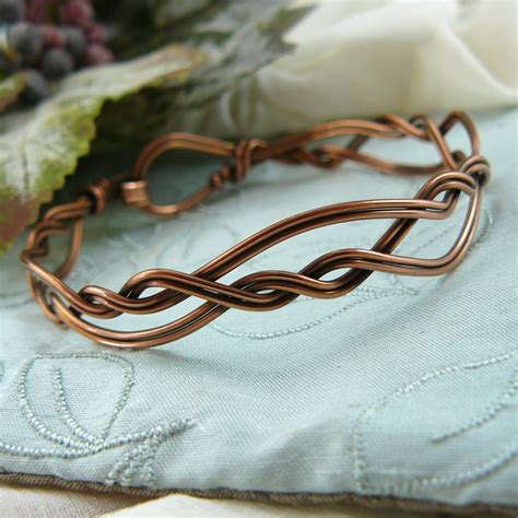 Graceful Simplicity Copper Wire Wrapped Weave Bangle Bracelet