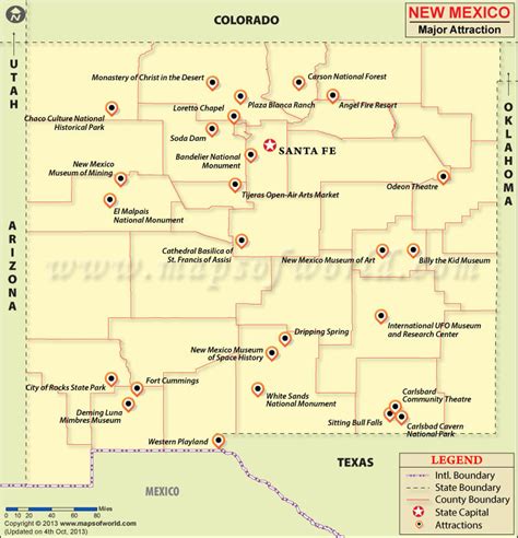 New Mexico Attractions Map New Mexico Tourist Attractions Map