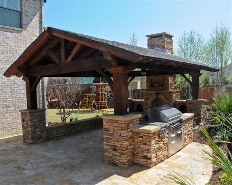 Overhead Structuregrilling Stationfireplace Traditional Patio