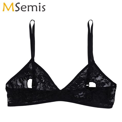 Msemis Women Lingerie Sheer Sexy Lace Floral Open Nipples Bra Top Wire