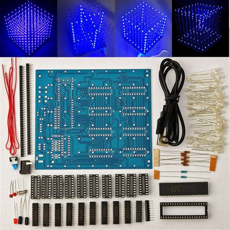 300pcs 2m led fiber optic light star ceiling kit diy car 12v rgbw 12w music mode. ARILUX 8x8x8 512LEDs Blue LED Light Cube Kit 3D LED DIY ...