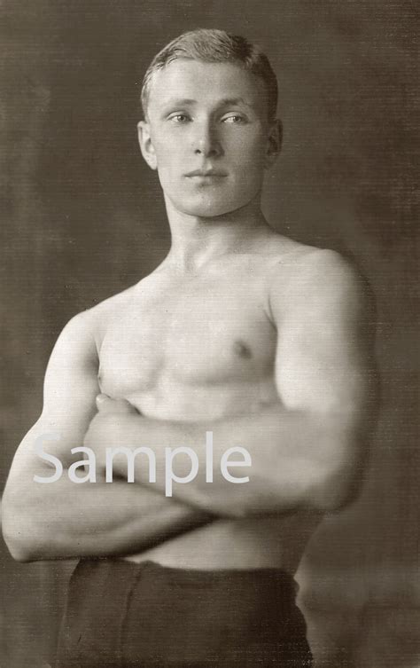 Vintage 1920s Photo Reprint Handsome Near Nude Muscular Athletic Man
