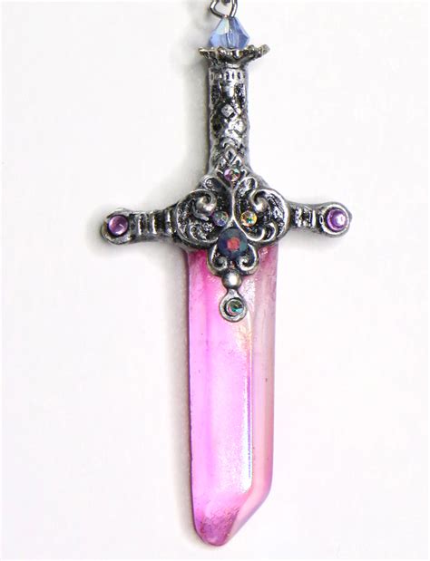Crystal Sword Necklace Elven Pink