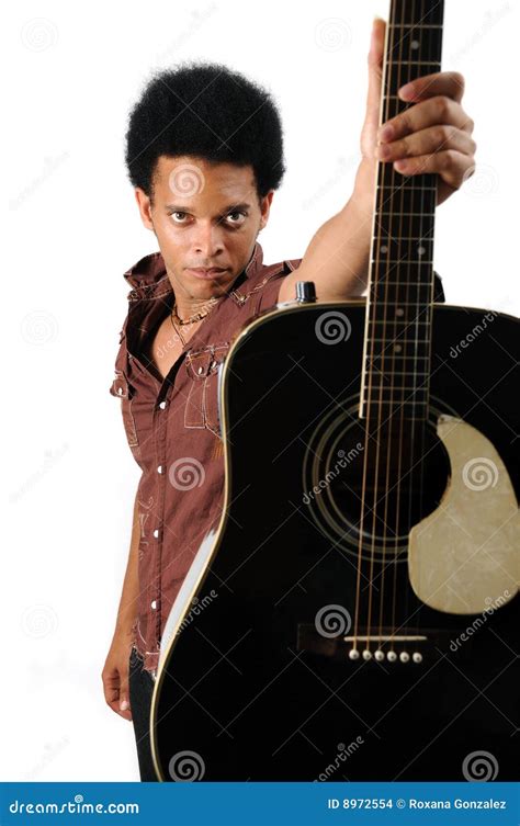 African Man Holding Guitar Stock Photo Image Of Guitarist 8972554
