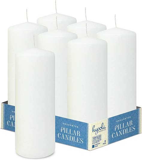 Hyoola White Pillar Candles 75200 Mm 3 X 8 Inch 6 Pack Unscented