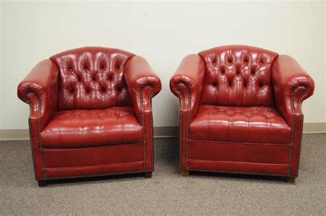 Shop & save on leather office chairs in modern & traditional designs at nbf. Pair of Red Leather English Chesterfield Style Button ...
