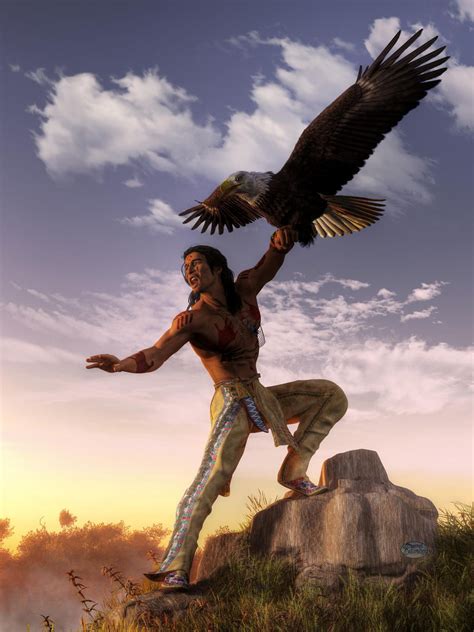 Warrior And Eagle By Deskridge On Deviantart Native American Artwork