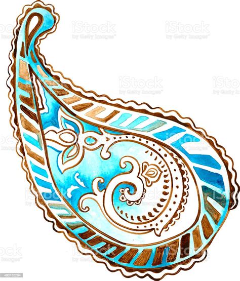 Hand Painted Watercolor Paisley Stock Illustration Download Image Now