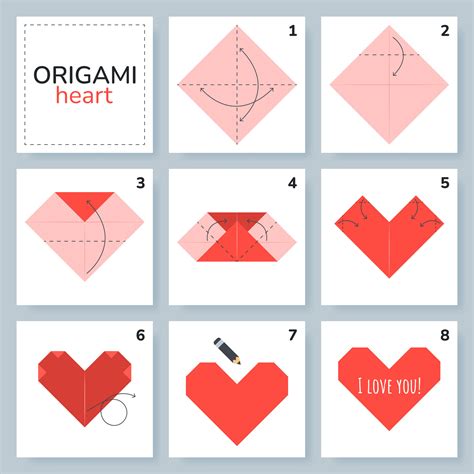 Heart Origami Scheme Tutorial Moving Model Origami For Kids Step By
