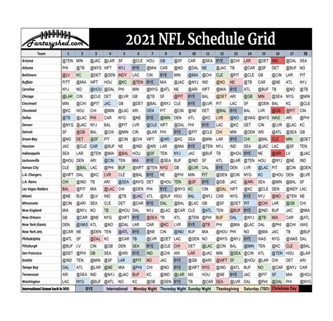 2021 NFL Schedule - Fantasyshed.com