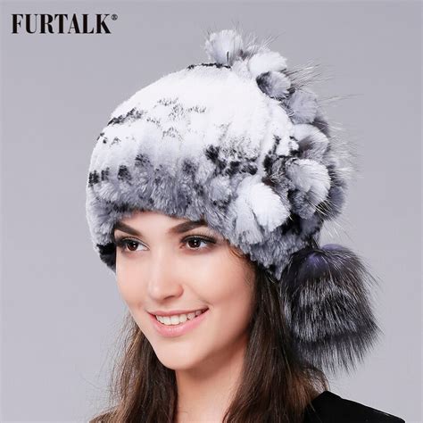 Furtalk Luxury Fashion Rex Rabbit Fur Hat Winter Women Rabbit Fur Hat