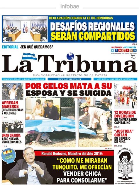 La Tribuna Honduras 21 De Septiembre De 2019 Infobae