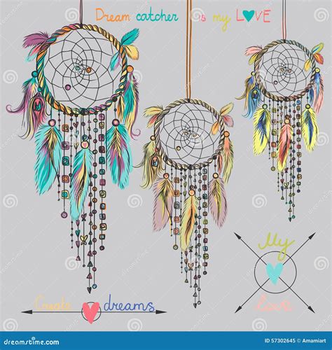 Beautiful Vector Illustration With Dream Catchers Stock Vector