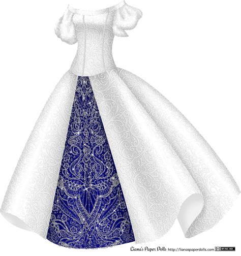 Silver Princess Gown With Blue And Rhinestone Underskirt Paper Dolls Anime Dress Fantasy Dress