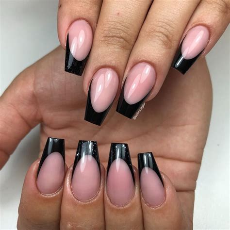 Solin Sadek On Instagram Black French With Black Selfmixed Glitter Lillynails Acrylic