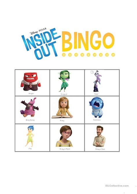 Inside Out Bingo Feelings English Esl Worksheets For Printable Bingo Cards