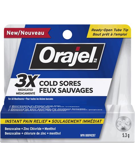 Cold Sore 3x Medicated Gel Pain Relief For Cold Sores Orajel