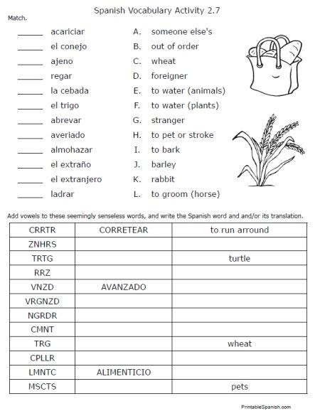 Basic Spanish Words For Kids Printable Tedy Printable Activities