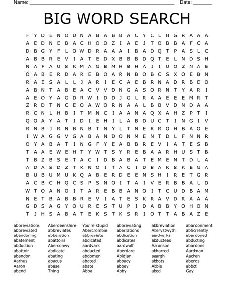 Ways To Say Big Word Search Big Words Making Words Fr