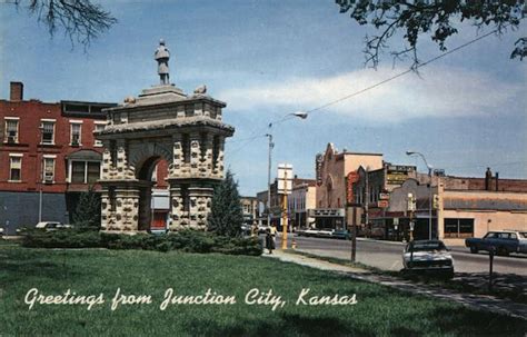 City Park And Main Street Junction City Ks Postcard