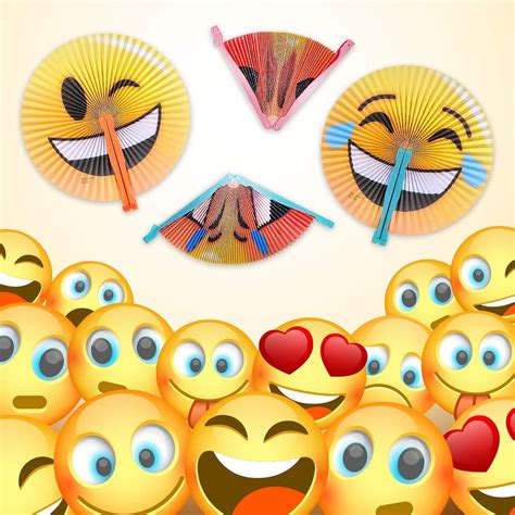 Ebd Products Emoji Handheld Folding Fans For Kids Pack Of 12 Assorted