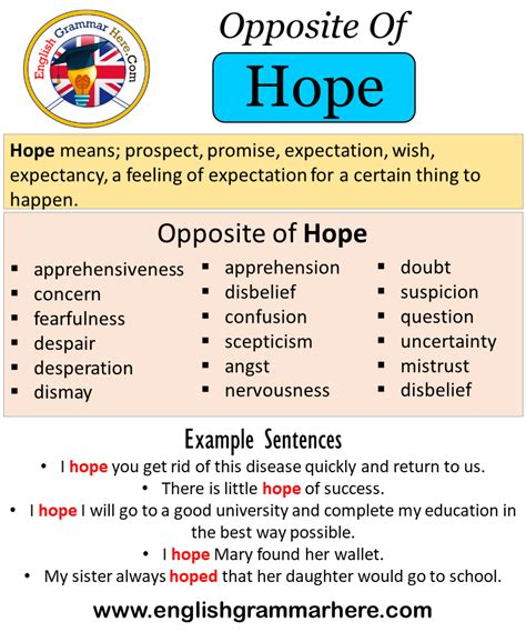 Opposite Of Hope Antonyms Of Hope Meaning And Example Sentences